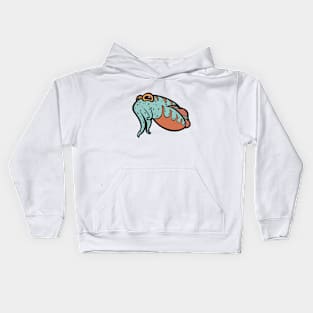 Cuttlefish in Mint and Coral Kids Hoodie